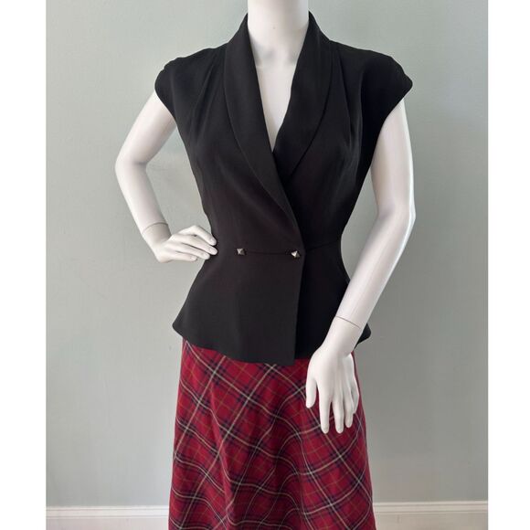 NWT BCBGeneration Black Double Breasted V Neck Peplum Top Blouse size 4 - Picture 4 of 7